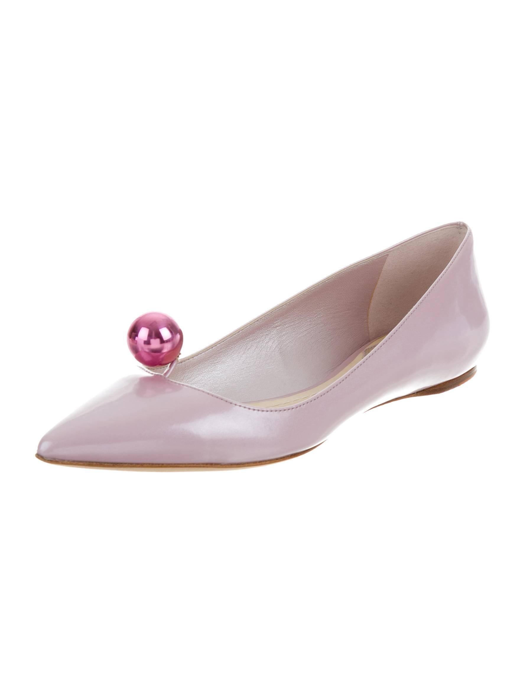 Gray Christian Dior NEW & SOLD Pink Patent Ball Evening Flats in Box