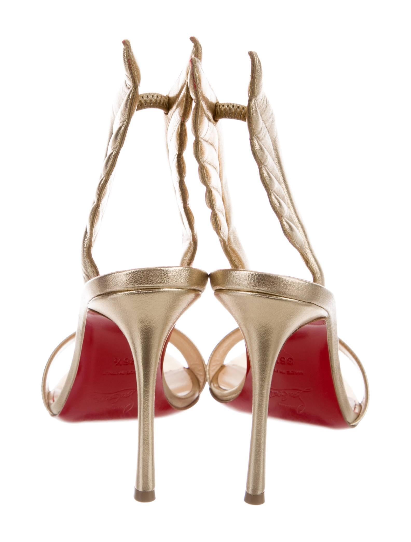 Women's Christian Louboutin NEW & SOLD OUT Gold Leather Futuristic Sandals Heels in Box