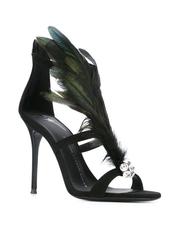 Giuseppe Zanotti NEW & SOLD OUT Black Peacock Evening Sandals Heels in Box