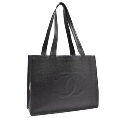 Chanel Black Caviar Leather Large Carryall Weekender Travel Bag