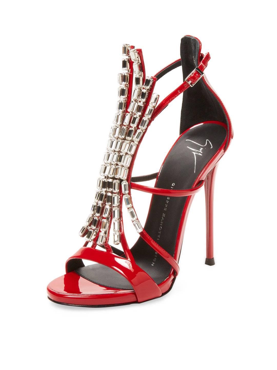 Women's Giuseppe Zanotti NEW & SOLD OUT Red Patent Jewel Evening Sandals Heels in Box