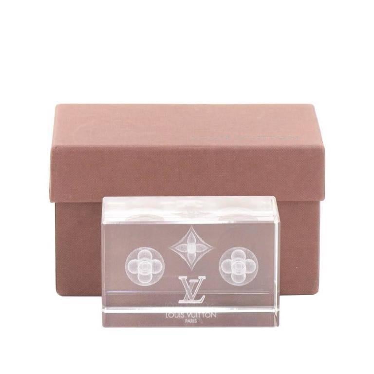 Louis Vuitton Monogram Crystal Cube Desk Table Decorative Paper Weight in Box