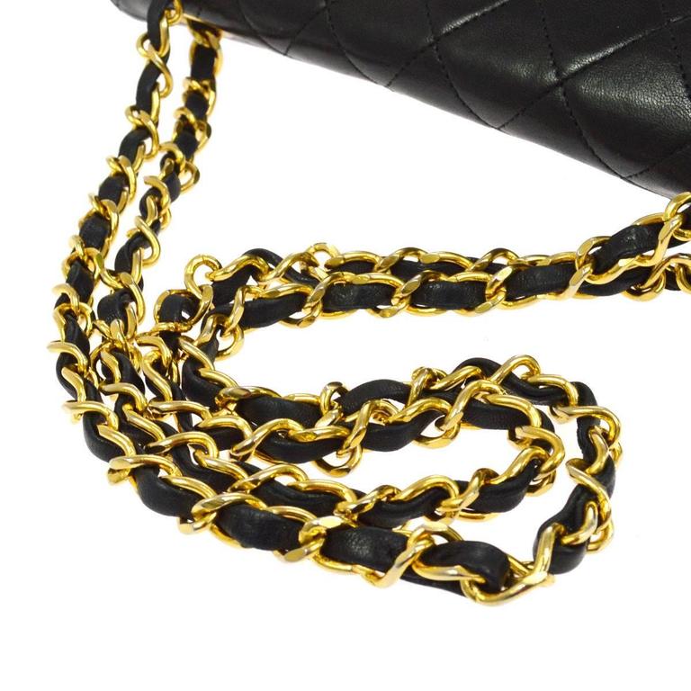Chanel Classic Black Lambskin Single/Double Chain Flap Evening Shoulder ...