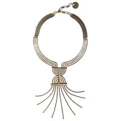 Lanvin New Runway Brass Geometric Chandelier Evening Long Drop Dangle Necklace 1