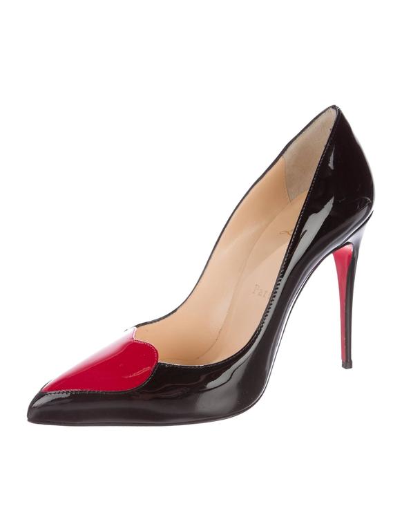 Christian Louboutin NEW SOLD OUT Black Patent Red Heart Evening Heels ...