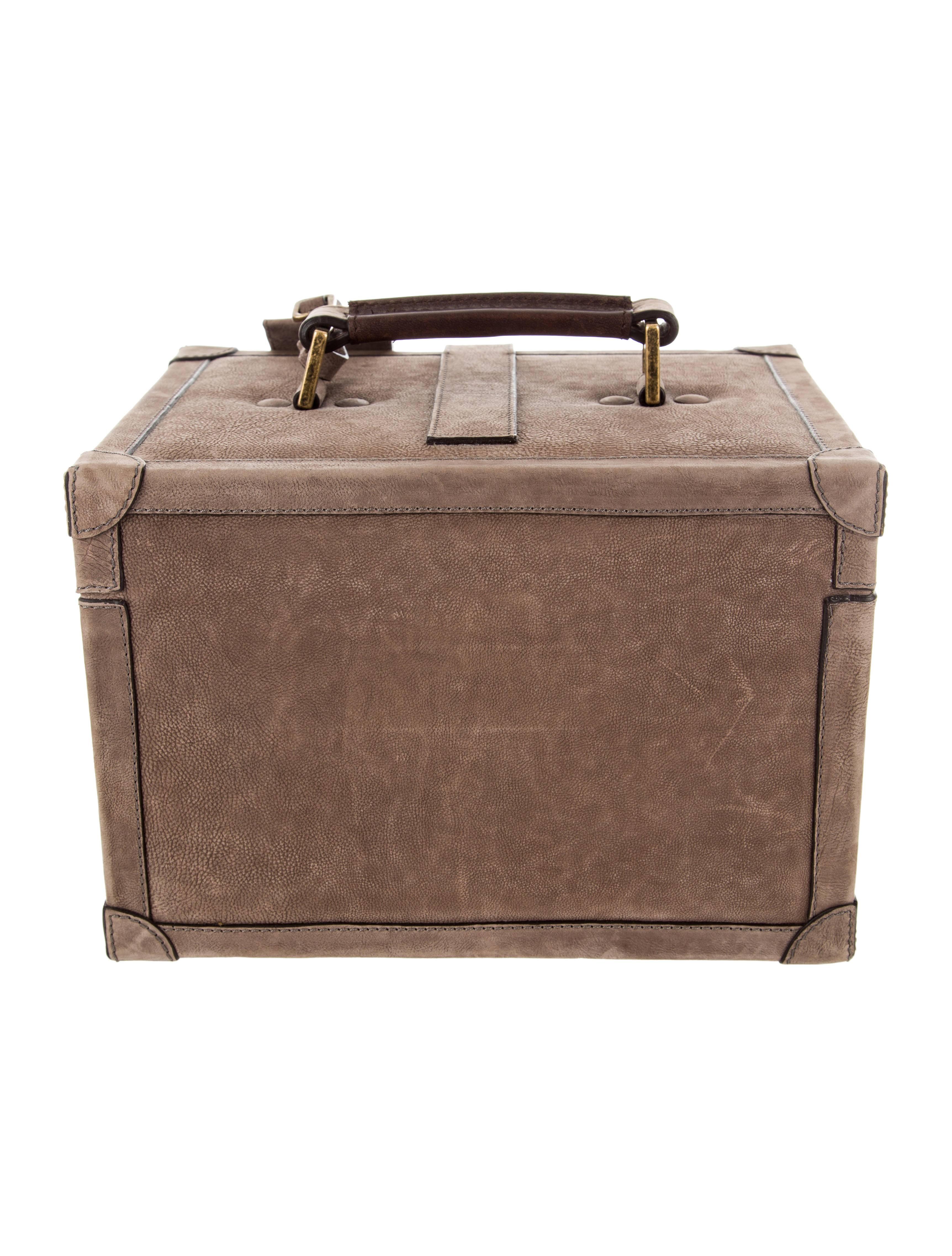 Brunello Cucinelli Brown Suede Top Handle Satchel Vanity Travel Storage Case Bag In Good Condition In Chicago, IL