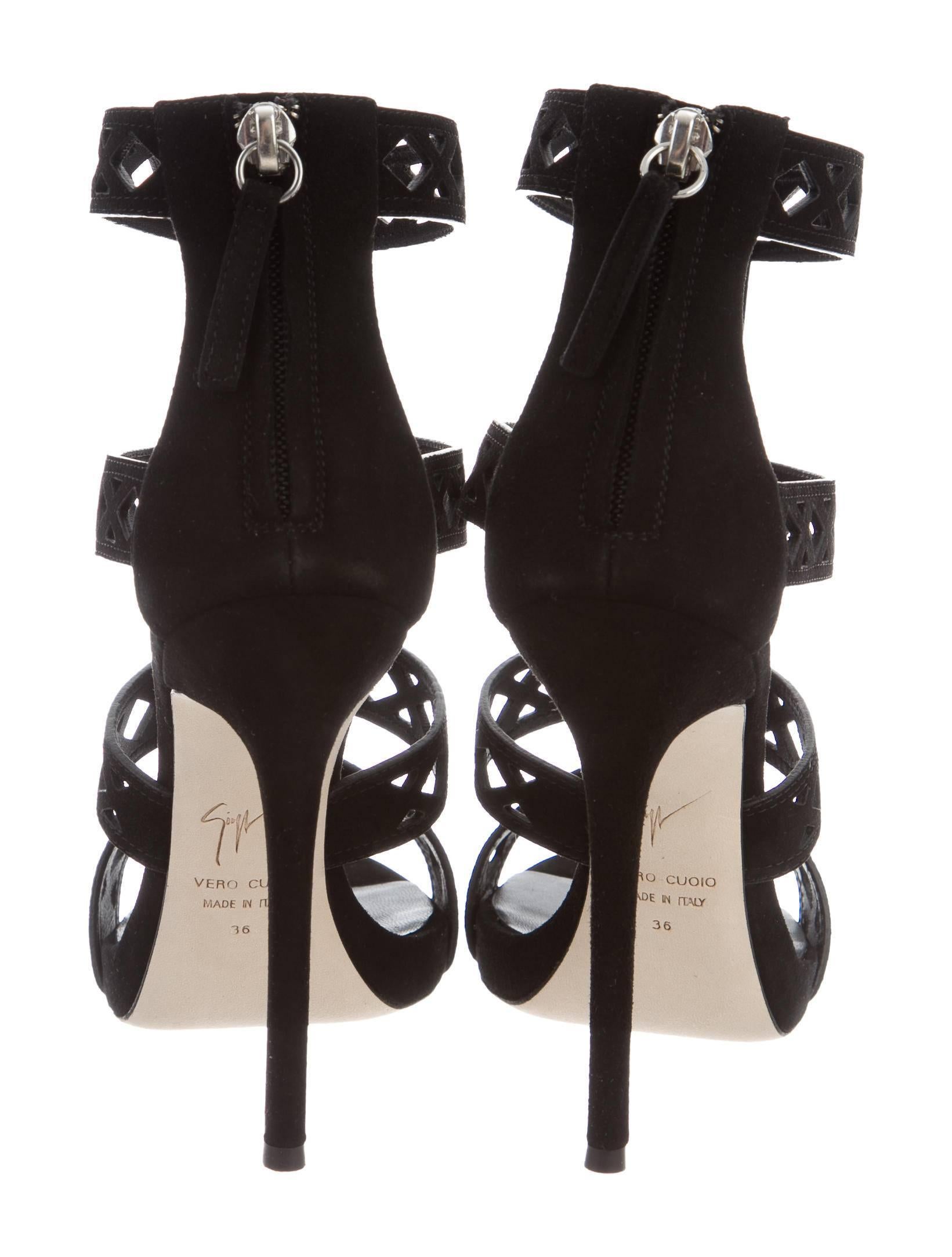 Giuseppe Zanotti NEW Black Cut Out Evening Sandals Heels Shoes in Box 1