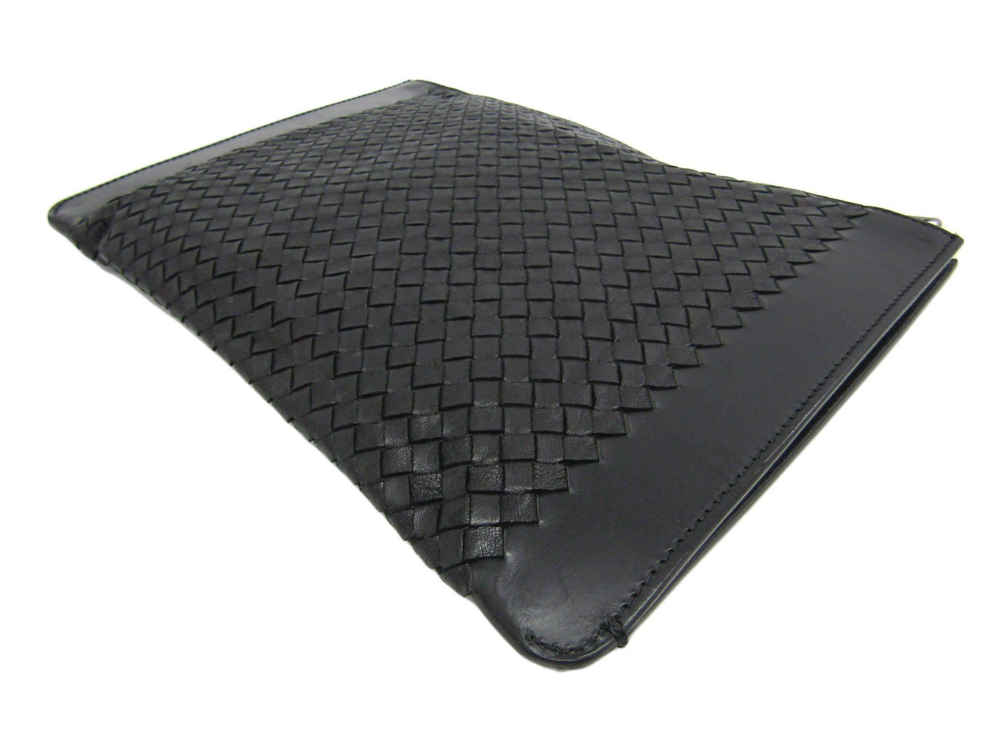 Bottega Veneta Black Leather Men's Women's Business iPad Carryall Travel Bag 1
