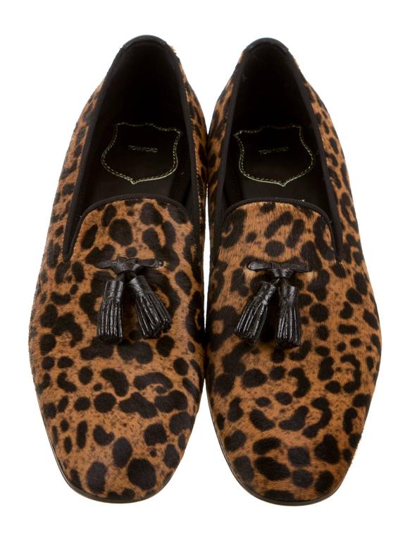 Tom Ford New Men's Leopard Print Loafers Flats Slippers