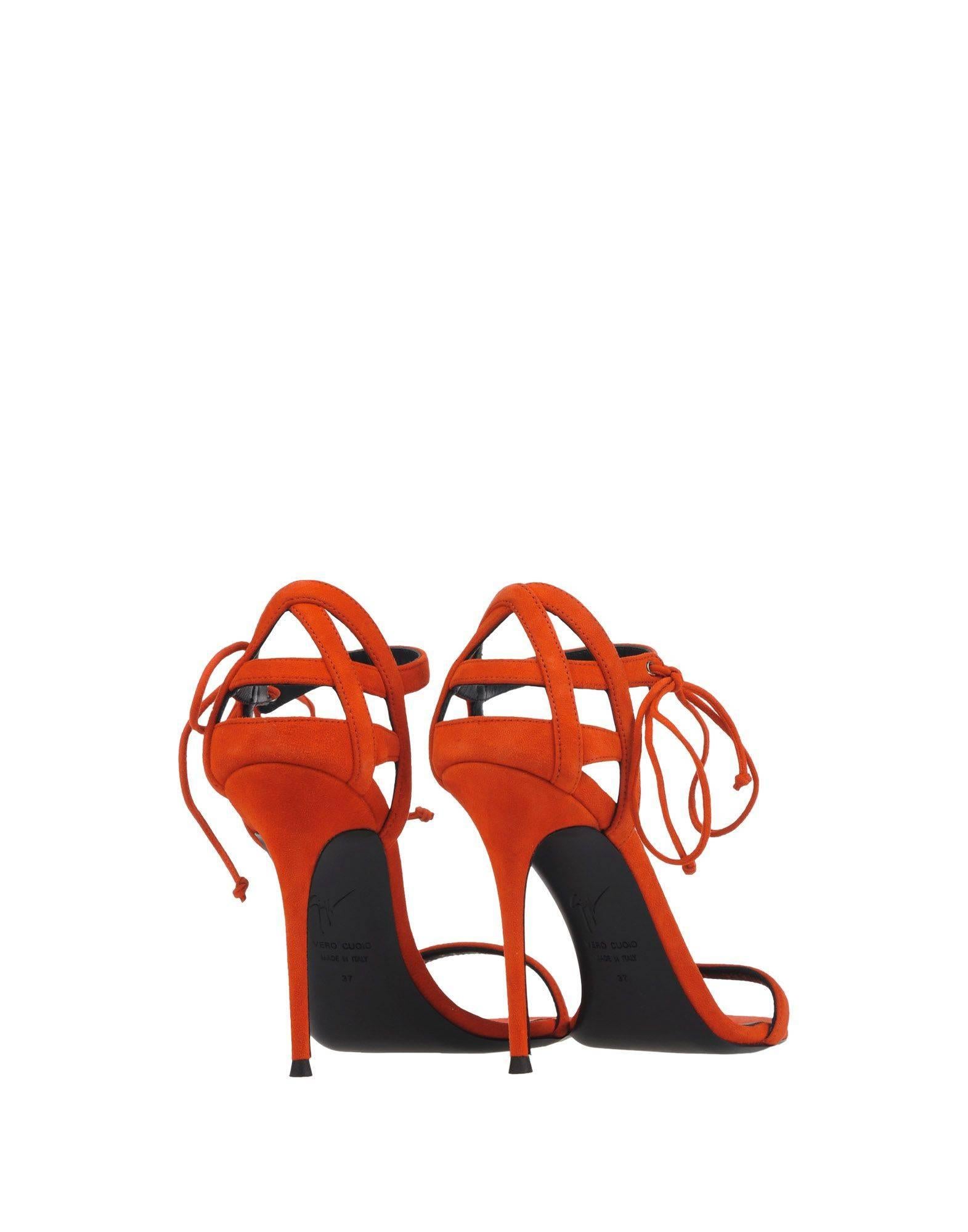 Giuseppe Zanotti New Suede Cage Cut Out Sandals Heels in Box  In New Condition In Chicago, IL