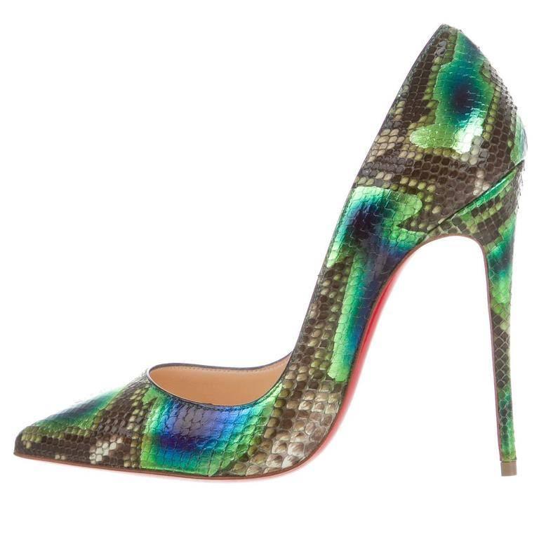 Christian Louboutin New Rainbow Snakeskin Evening Leather Heels Pumps in Box