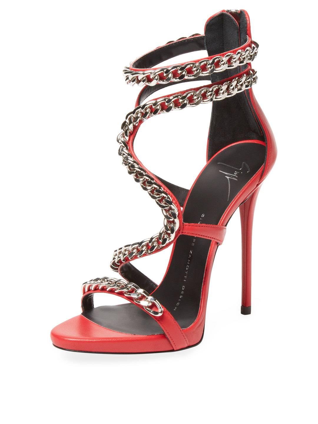 CURATOR'S NOTES

Giuseppe Zanotti New Red Leather Silver Metal Snake Heels Sandals in Box  

Size IT 36
Leather
Metal
Silver tone hardware
Made in Italy
Heel height 4.75