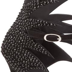 Giuseppe Zanotti New Black Suede Crystal Evening Sandals Heels in Box