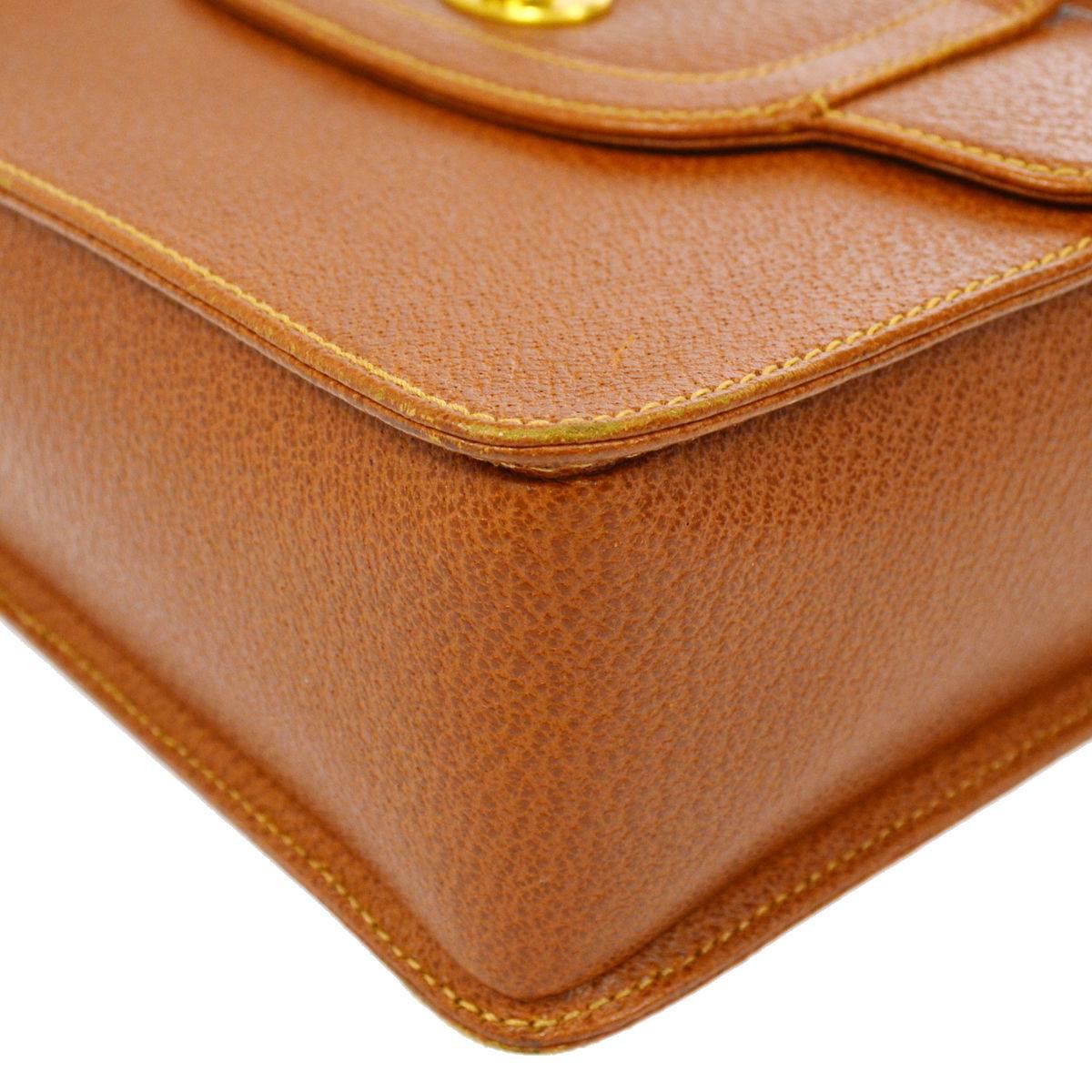 Women's Gucci Vintage Cognac Leather Top Handle Satchel Kelly Style Crossbody Bag