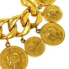 Chanel Vintage Gold Coin Charm Toggle Evening Bracelet