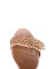 Aquazzura New Blush Pink Cashmere Suede Crystal Pom Pom Heels Sandals in Box