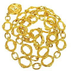Chanel Vintage Gold Textured Charm Waist Belt 