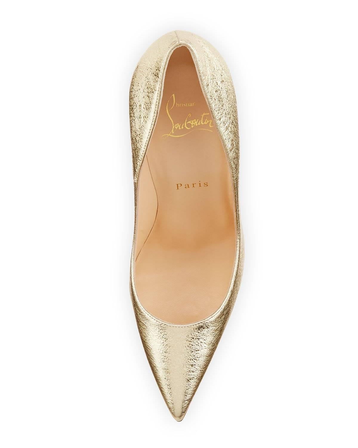 Christian Louboutin New Light Gold Leather So Kate Evening Heels Pumps in Box In New Condition In Chicago, IL
