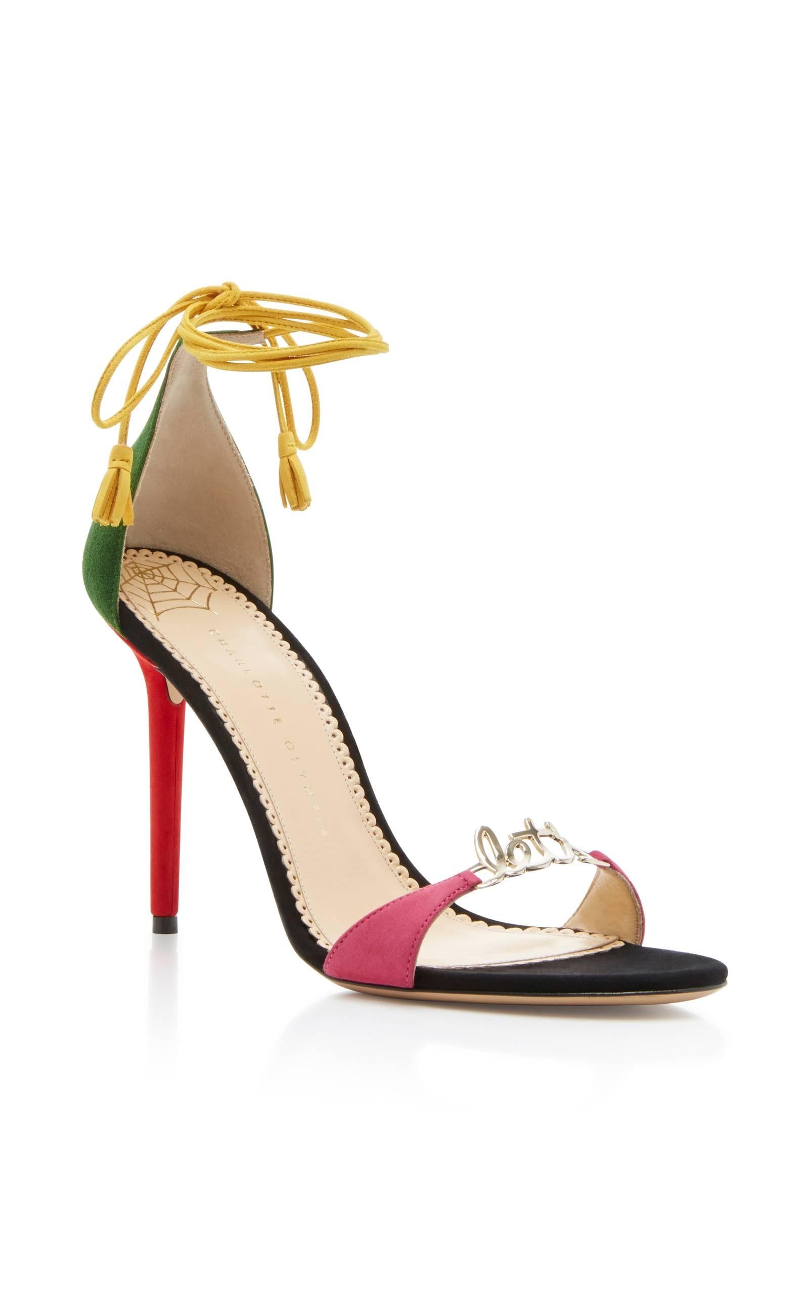 Charlotte Olympia New Colorblock 'Let's Dance' Conversation Sandals Heels in Box In New Condition In Chicago, IL
