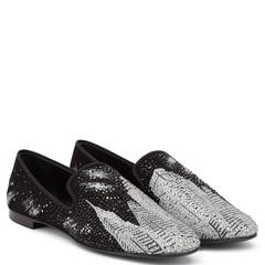Giuseppe Zanotti New Men's Black Silver Crystal Loafers Smoking Slippers Box