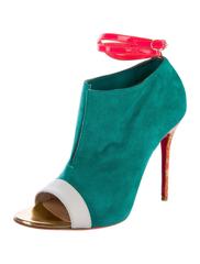 Christian Louboutin New Colorblock Suede Snakeskin Booties Sandals Heels