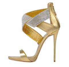 Giuseppe Zanotti New Gold Leather Crystal Evening Sandals Heels in Box