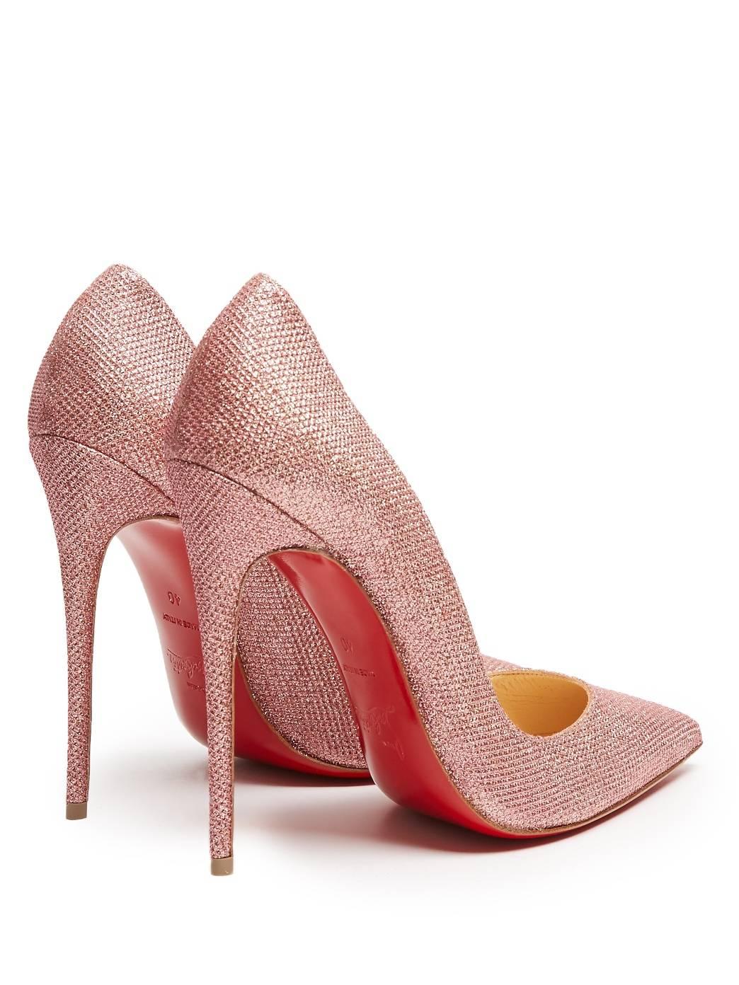 Women's Christian Louboutin New Pink Canvas So Kate Evening High Heels Pumps in Box