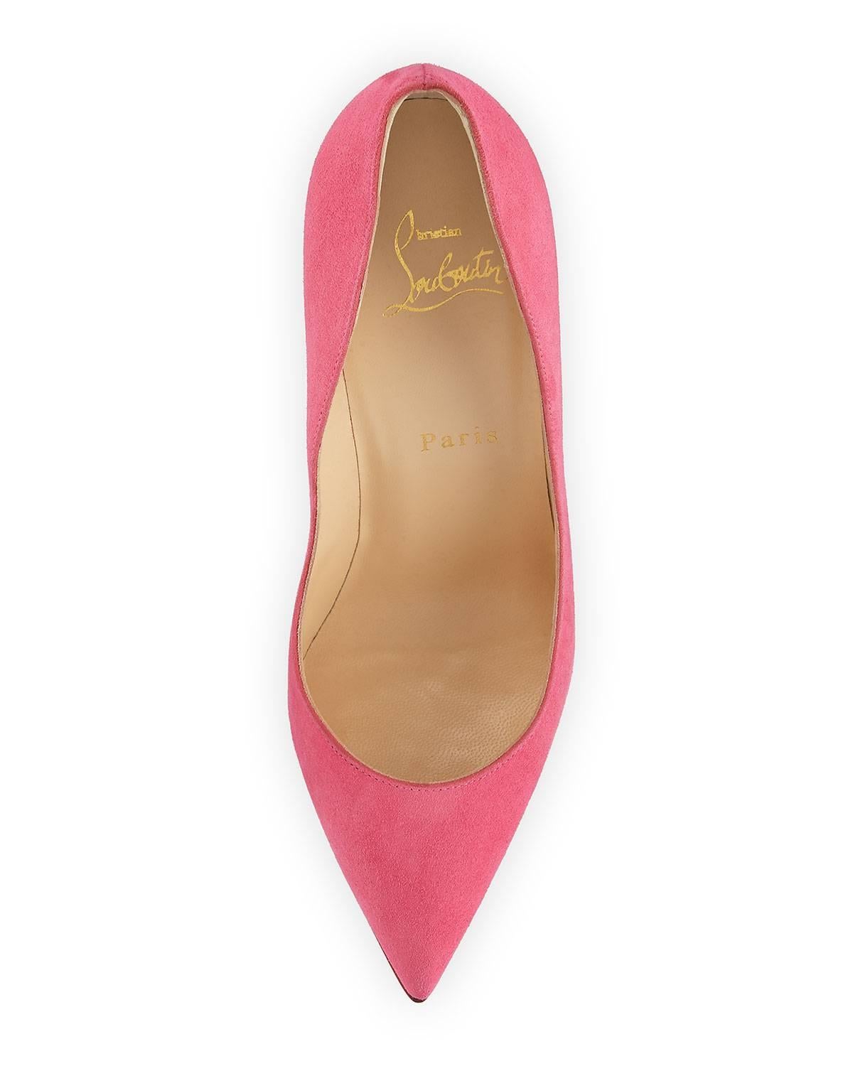 Christian Louboutin New Pink Suede Pigalle Follie High Heels Pumps in Box In New Condition In Chicago, IL