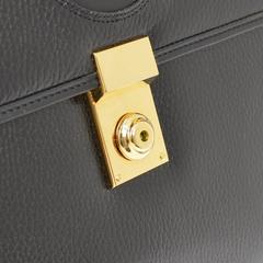 Versace Medusa Head Black Leather Envelope Evening Flap Clutch Bag with Key