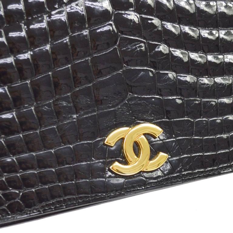 Chanel Rare Vintage Crocodile WOC 2 in1 Clutch Evening Shoulder Flap Bag at  1stDibs