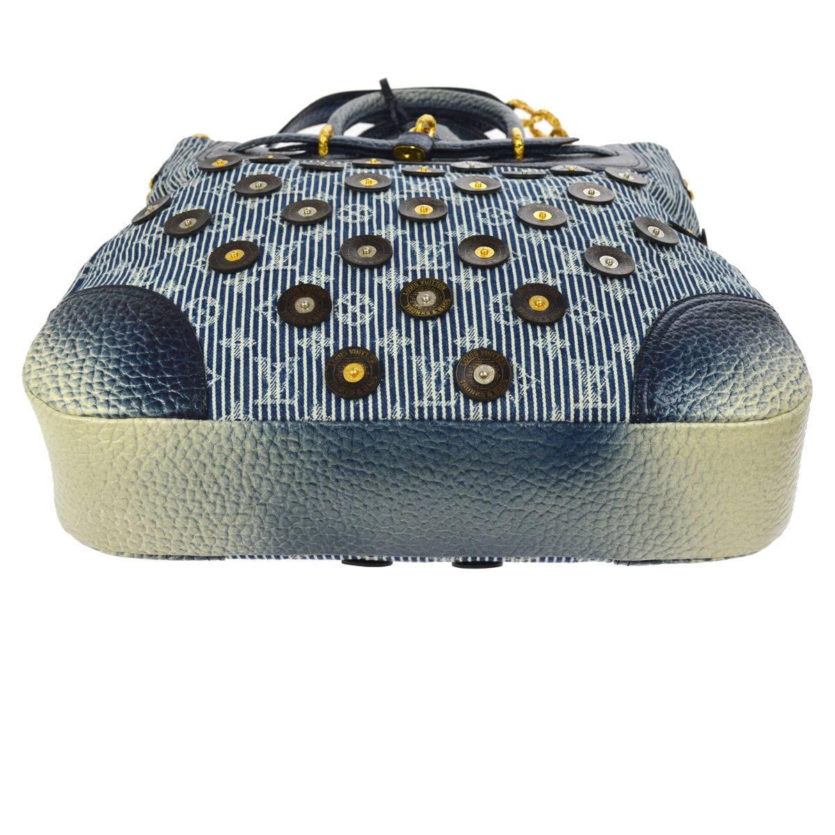 Women's Louis Vuitton Limited Edition Blue Top Handle Satchel Tote Shoulder Bag in Box