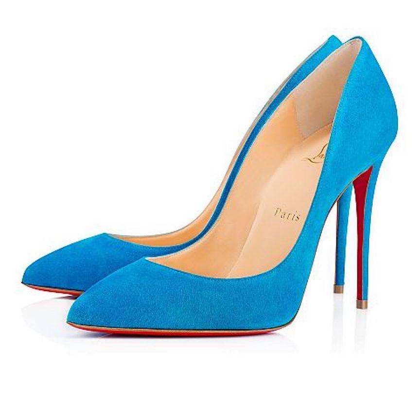 Christian Louboutin New Blue Suede Pigalle Follie High Heels Pumps In New Condition In Chicago, IL