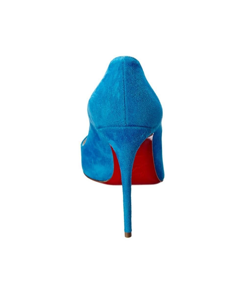 Women's Christian Louboutin New Blue Suede Pigalle Follie High Heels Pumps