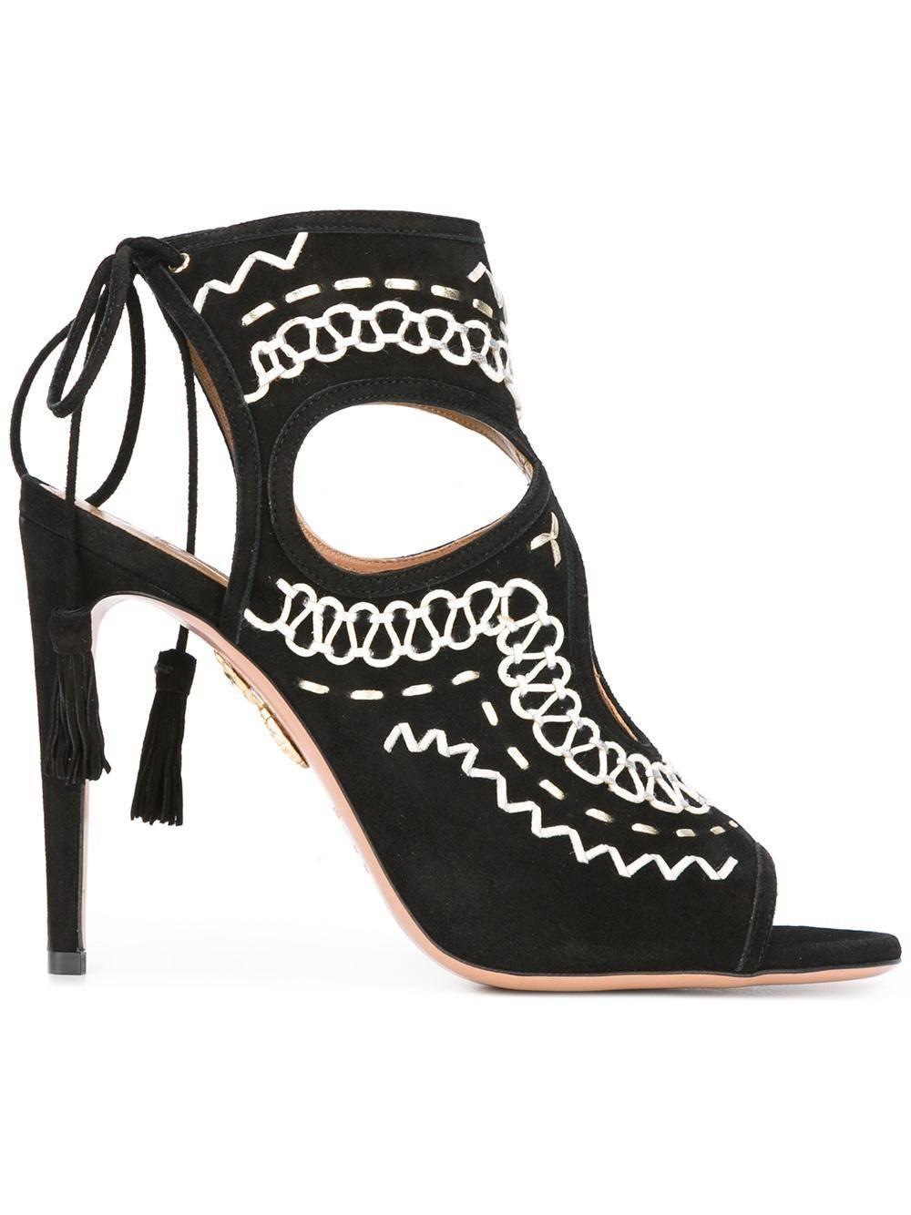 aquazzura black and white heels