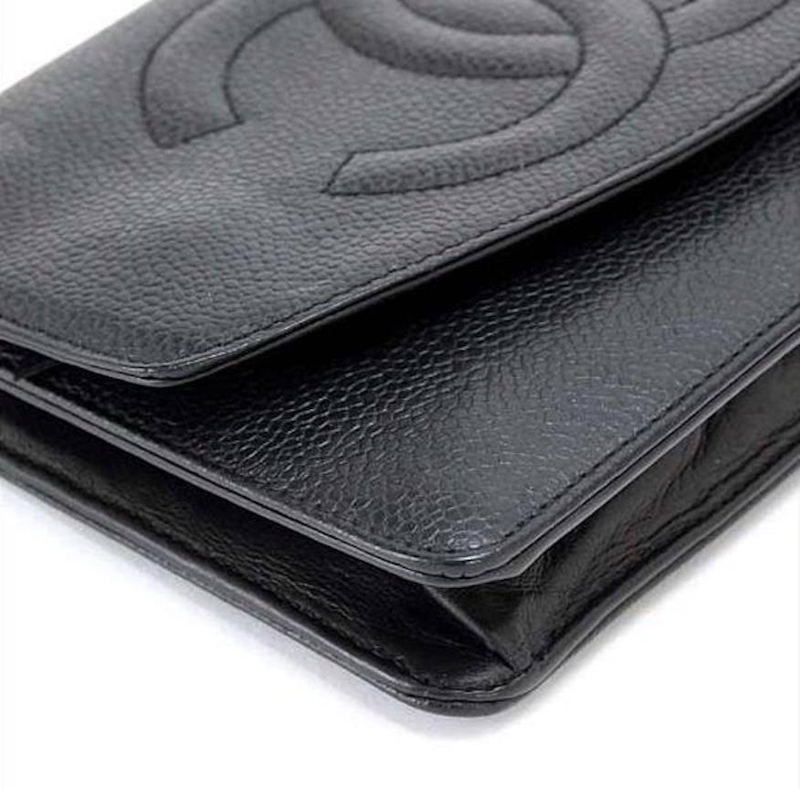 Chanel Black Caviar Leather WOC Wallet on Chain Crossbody Flap Shoulder Bag 4