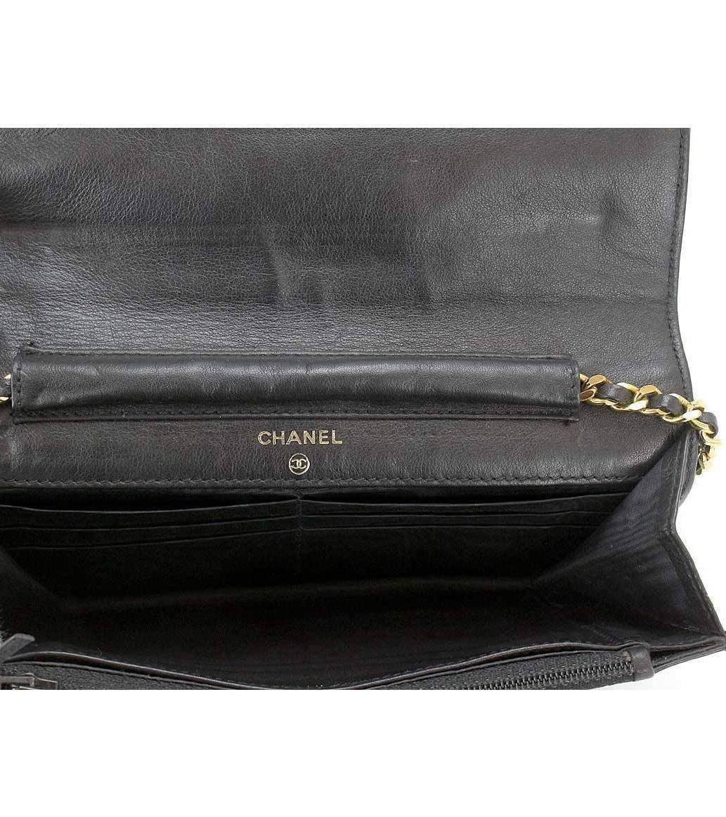 Chanel Black Caviar Leather WOC Wallet on Chain Crossbody Flap Shoulder Bag 5