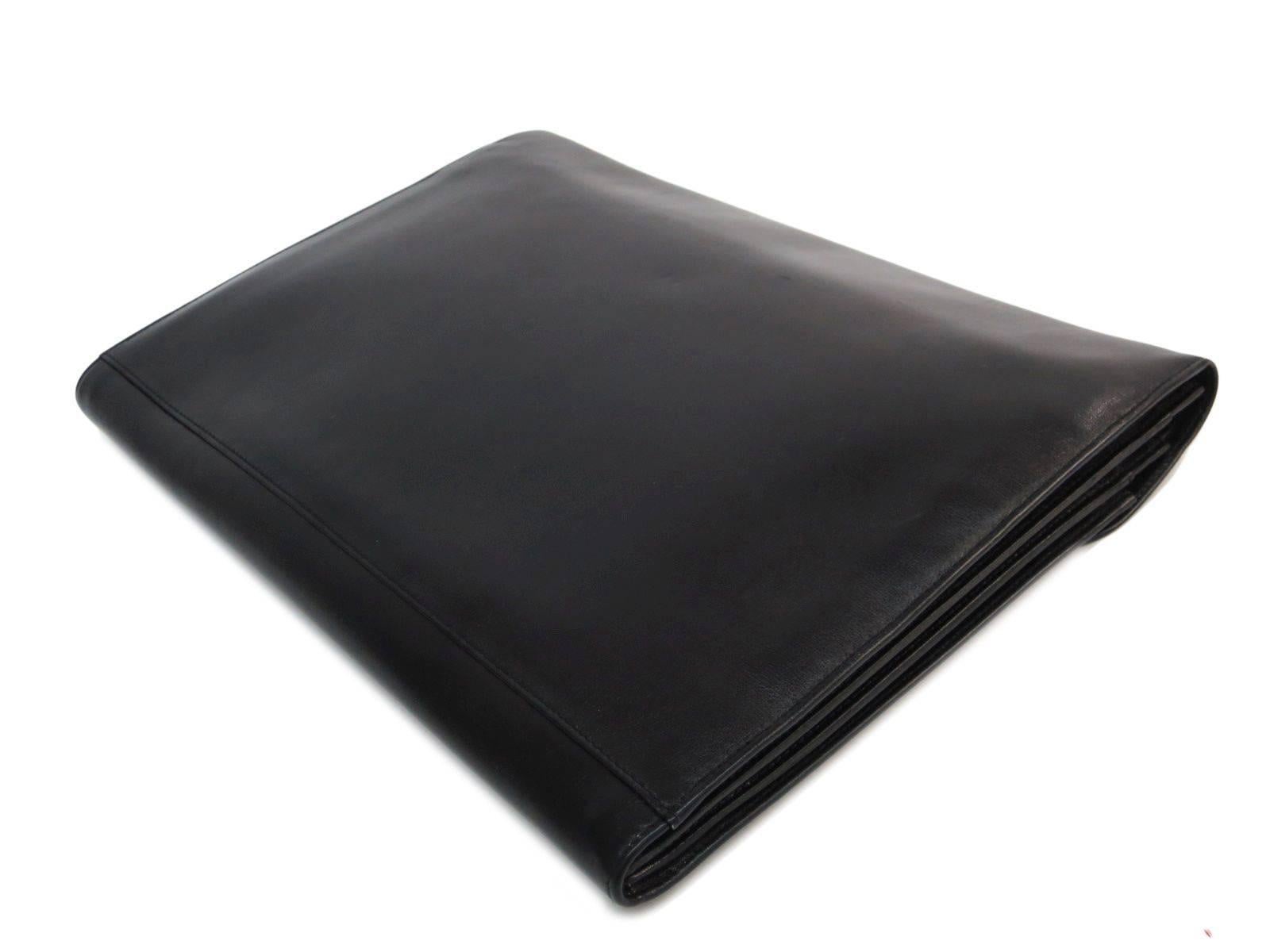 Celine Black Leather Gold Hardware Large Envelope Clutch Carryall Flap ...