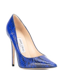 Jimmy Choo New Sold Out Blue Python High Heels Pumps in Box