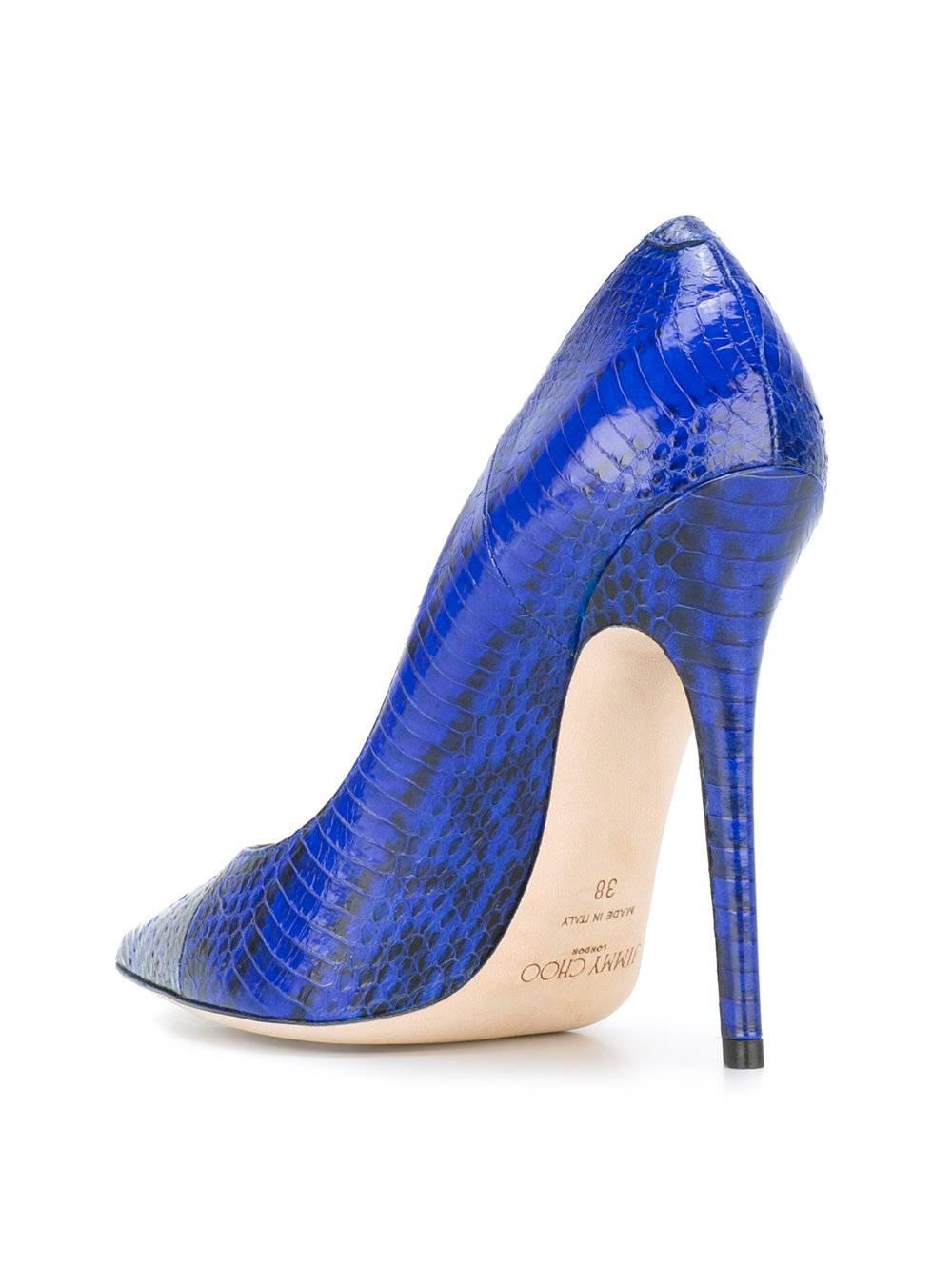 Women's Jimmy Choo New Sold Out Blue Python High Heels Pumps in Box