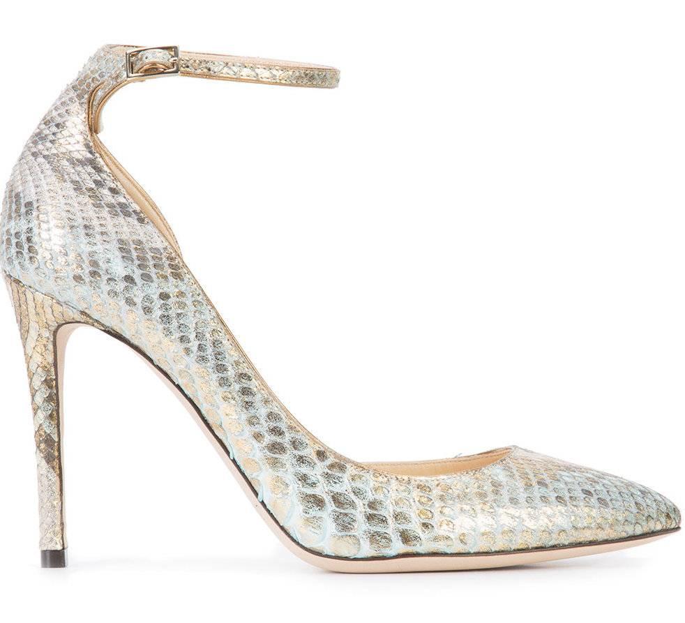 Beige Jimmy Choo New Sold Out Metallic Python Evening High Heels Pumps in Box