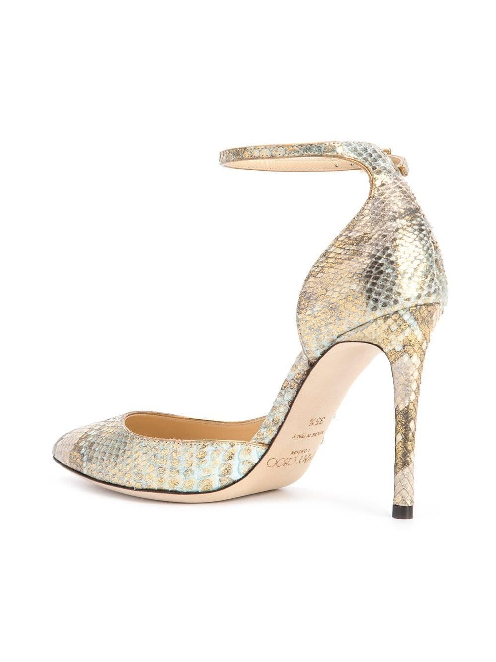 Jimmy Choo New Sold Out Metallic Python Evening High Heels Pumps in Box In New Condition In Chicago, IL