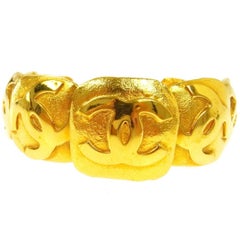 Chanel Vintage Gold Charm Evening Cuff Bracelet