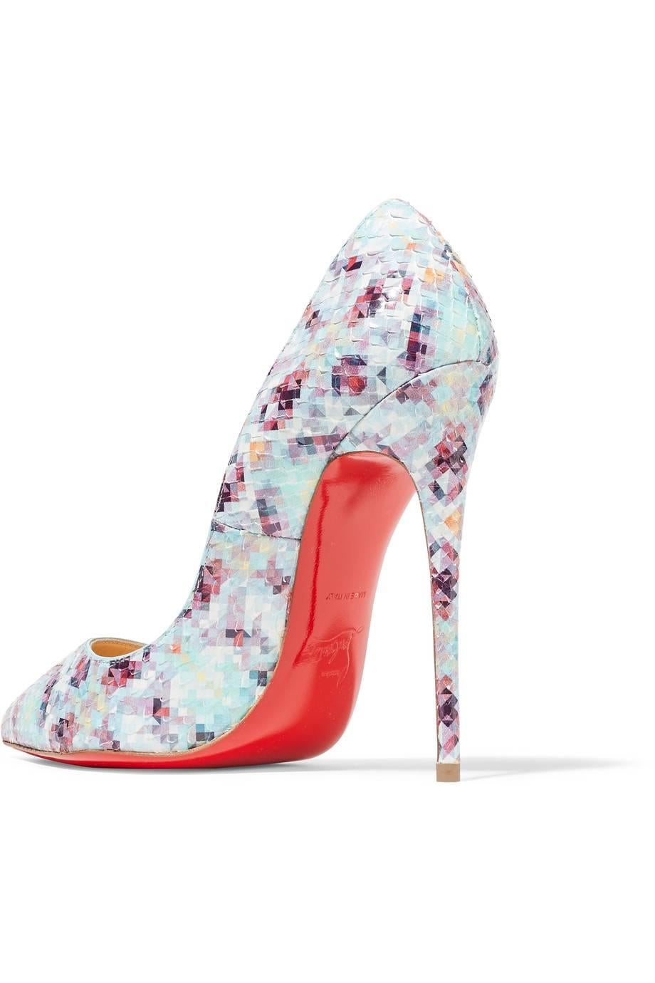 Christian Louboutin New Sold Out Mosaic Snakeskin So Kate Heels Pumps in Box In New Condition In Chicago, IL