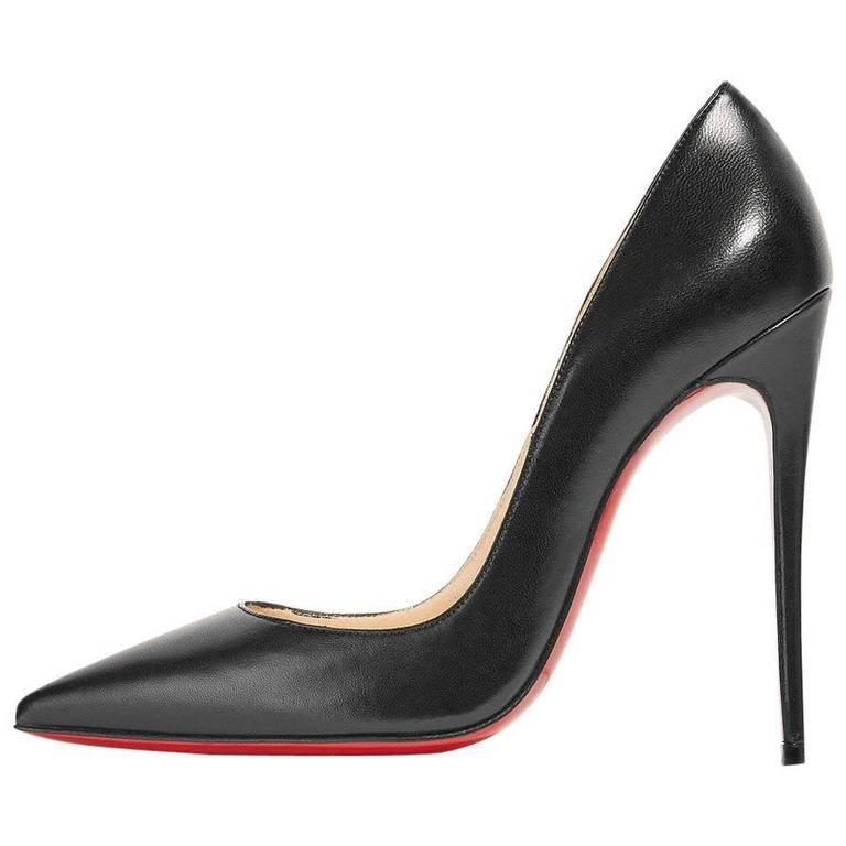 Christian Louboutin New Black Leather SO Kate High Heels Pumps in Box 