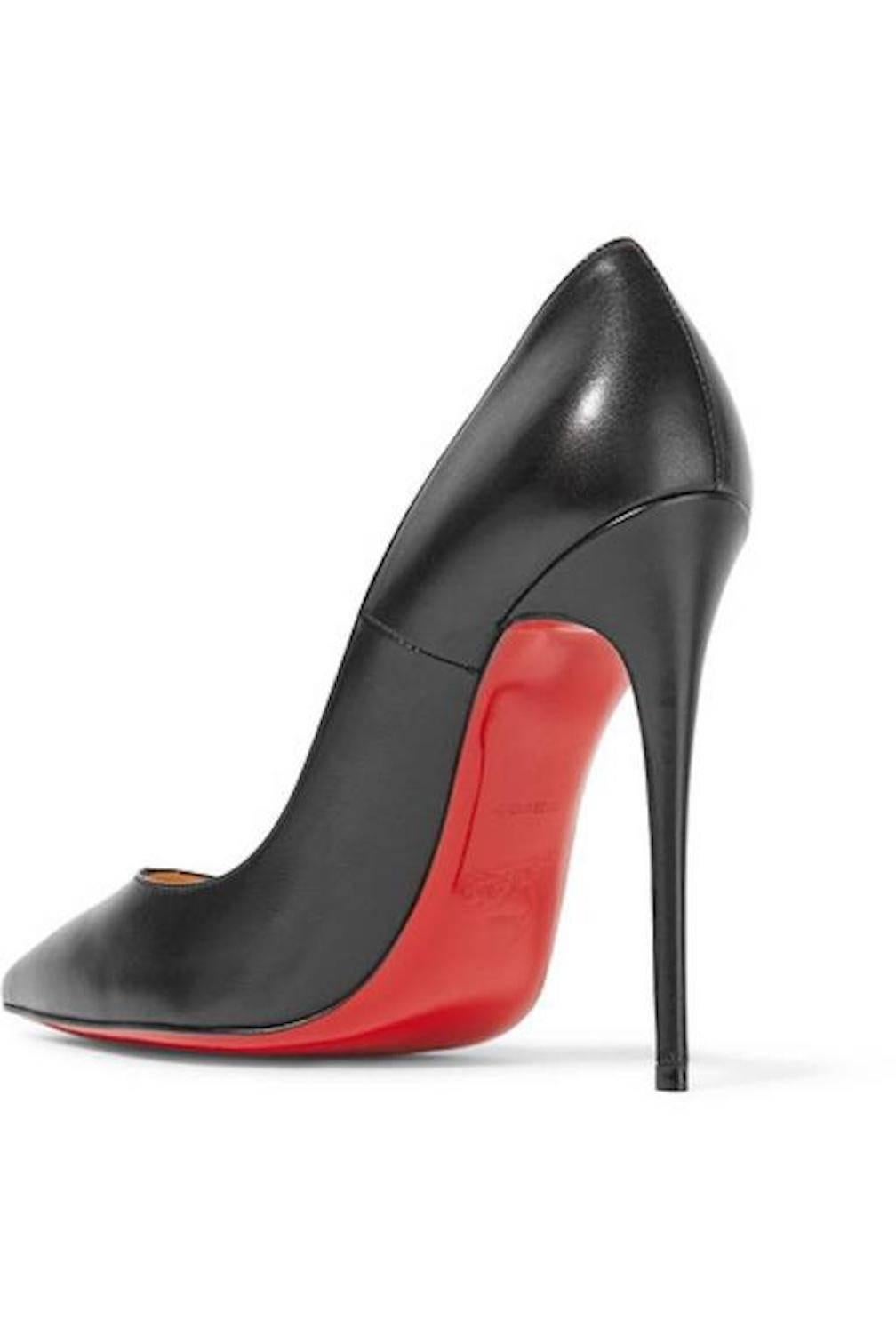 Women's Christian Louboutin New Black Leather SO Kate High Heels Pumps in Box 