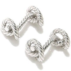 Hermes Vintage Silver Men's Knot Tie Suit Cufflinks in Box