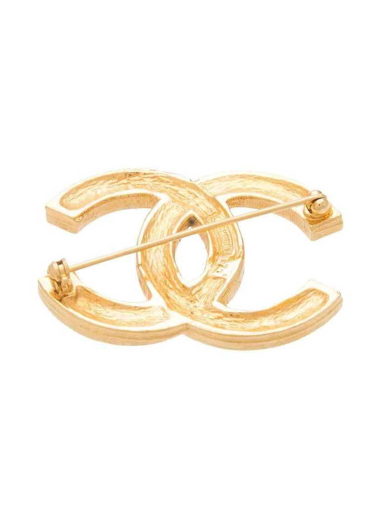 Chanel Gold Rhinestone CC Charm Evening Pin Brooch at 1stDibs