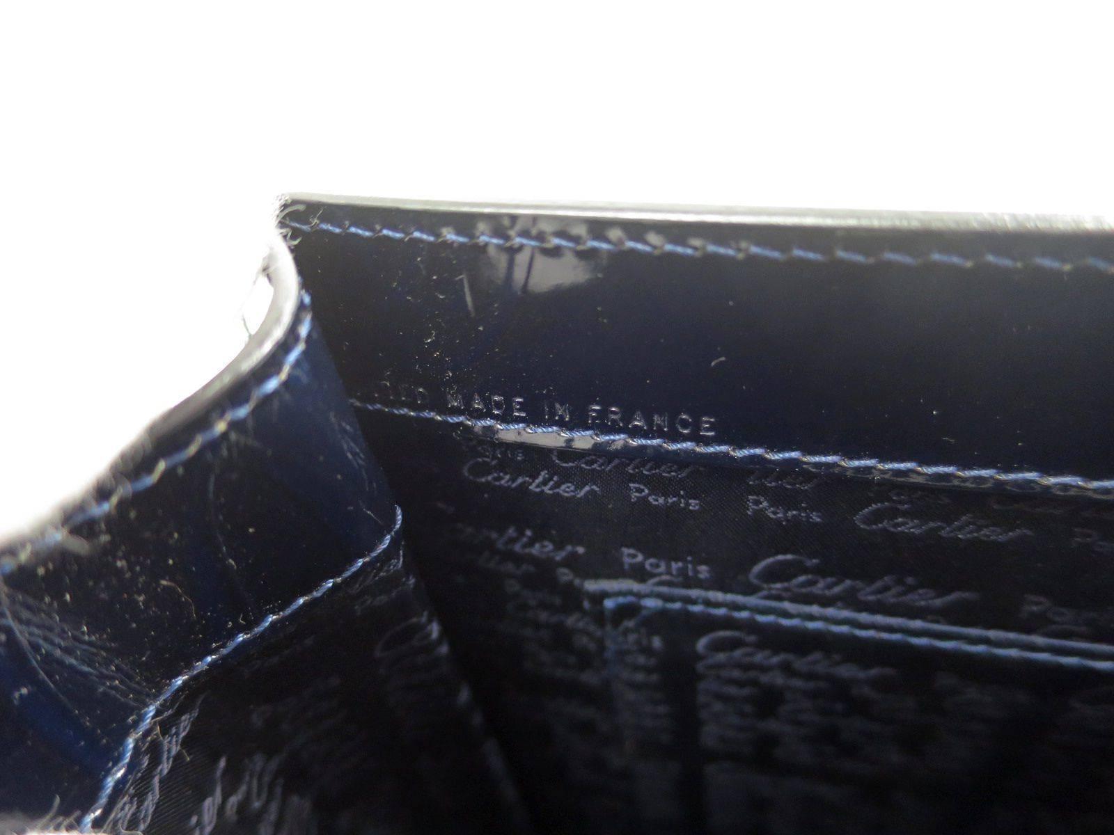 Cartier Navy Patent Leather Top Handle Satchel Evening Flap Bag 3