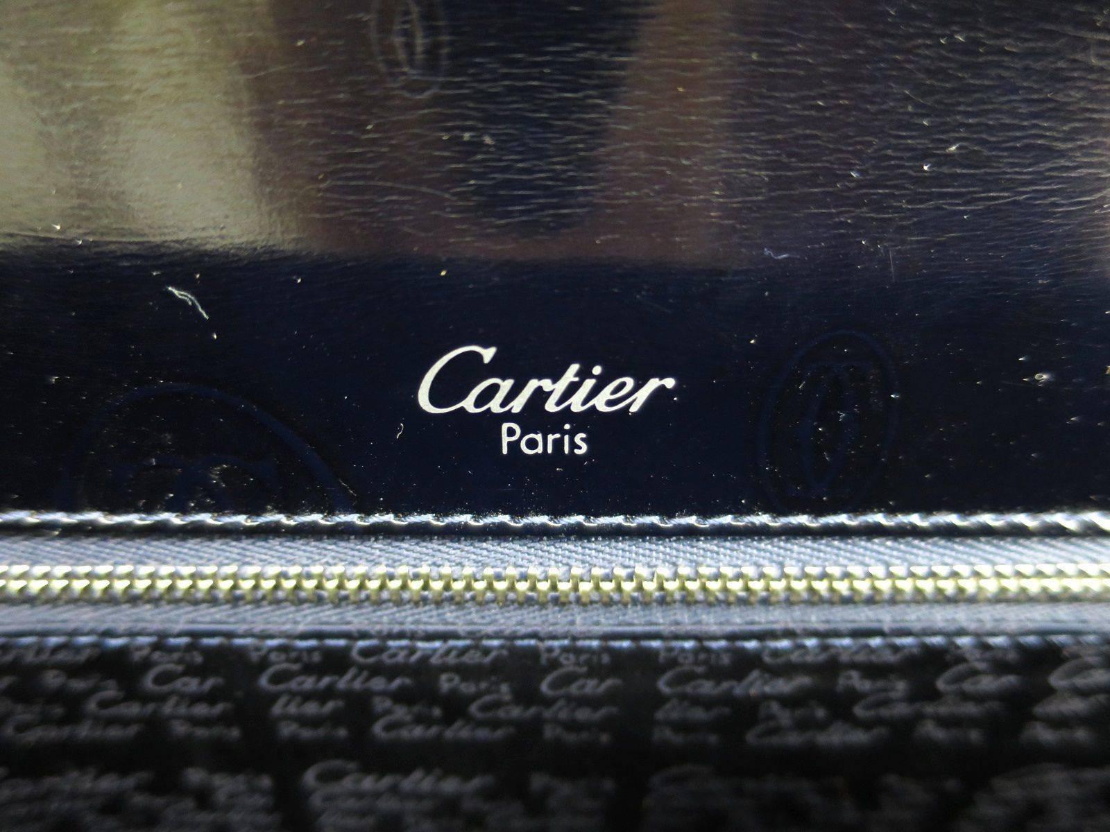 Cartier Navy Patent Leather Top Handle Satchel Evening Flap Bag 2