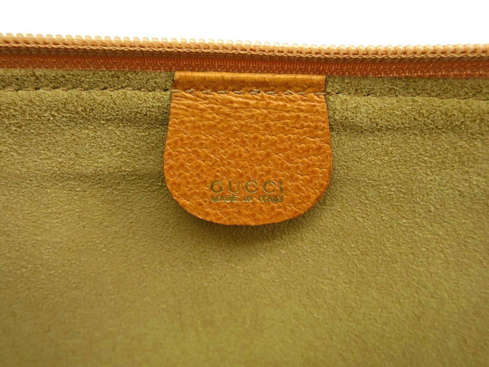 Gucci Leather Men's Women's Zip Around Carryall Laptop Travel Clutch Case Bag 1